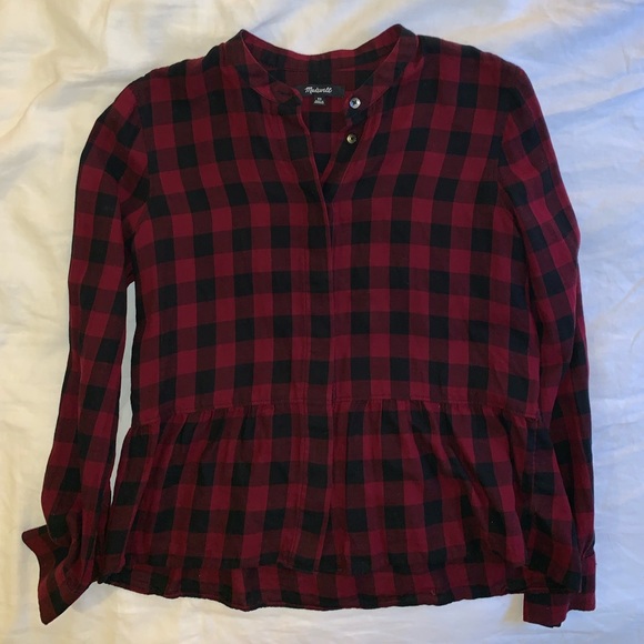 EUC Madewell peplum buffalo check button up - Picture 6 of 6